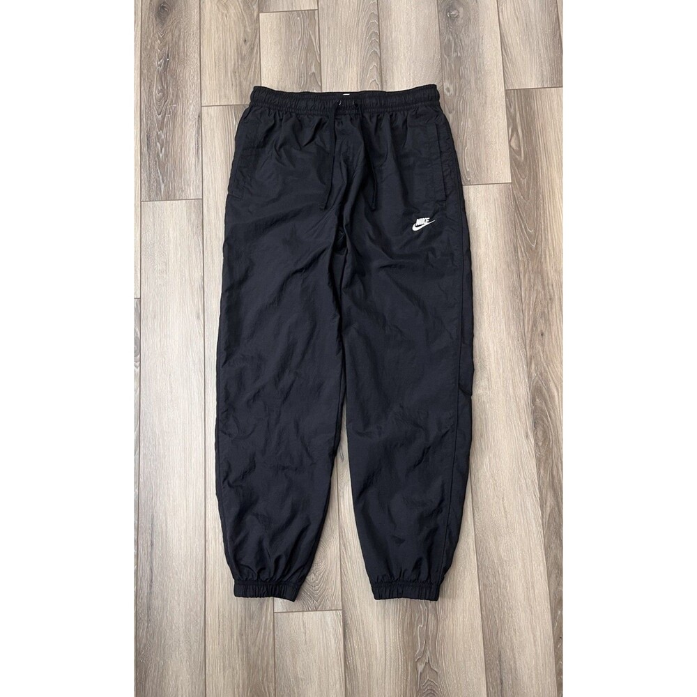 Nike Black Nylon Windbreaker Joggers Sweatpants Mens Sz L Windrunner Mesh Lined